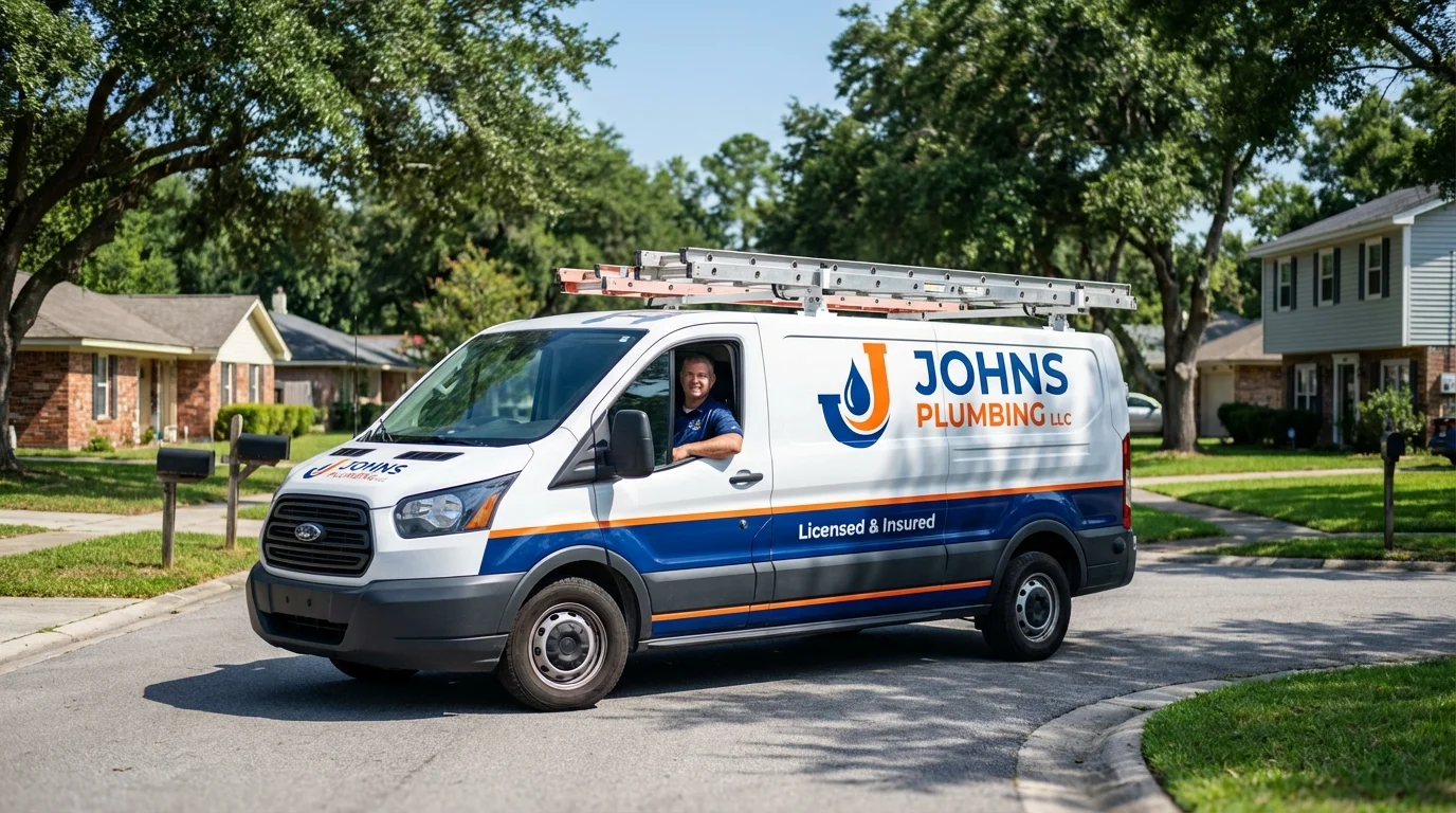 Johns Plumbing LLC service van in Bridgeport, WA